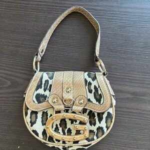 Guess Animal Print Mini Bag with Gold Accents